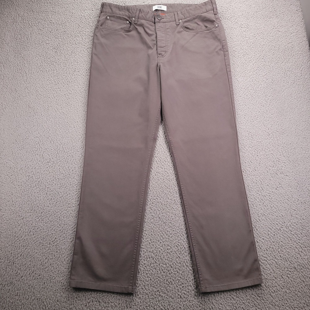 SPOKE Pants Mens Size 36 Fives Build C Gray Straight Leg Button Fly Chino 36x30